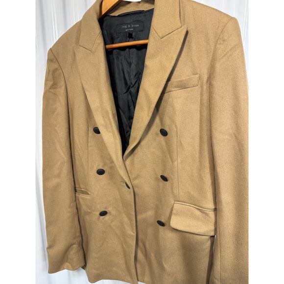 Rag & Bone Duke Wool Blend Double Breasted Jacket In Caramel Made In USA Size 10